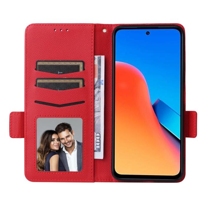 Bild 2, Xiaomi Redmi 12 5G/4G Fodral Litchi Läder Röd