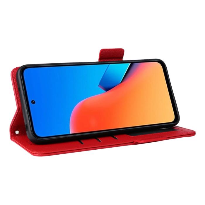Bild 3, Xiaomi Redmi 12 5G/4G Fodral Litchi Läder Röd