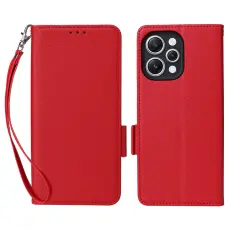Xiaomi Redmi 12 5G/4G Fodral Litchi L&auml;der R&ouml;d