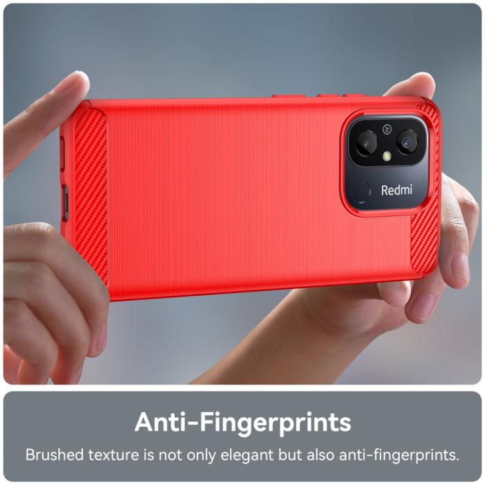 Bild 5, Xiaomi Redmi 12C 4G Skal Kolfiber Textur Röd