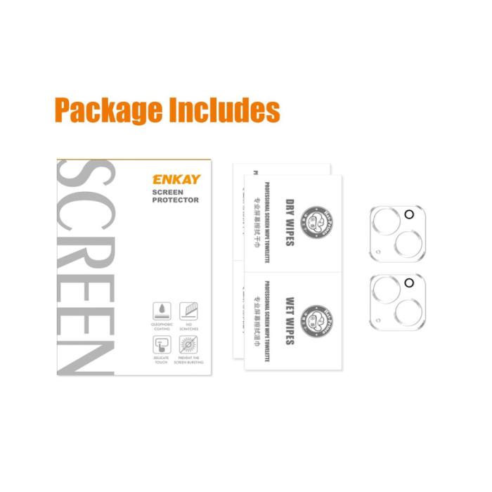 Bild 6, ENKAY iPhone 15 / 15 Plus 2-PACK Linsskydd Härdat Glas