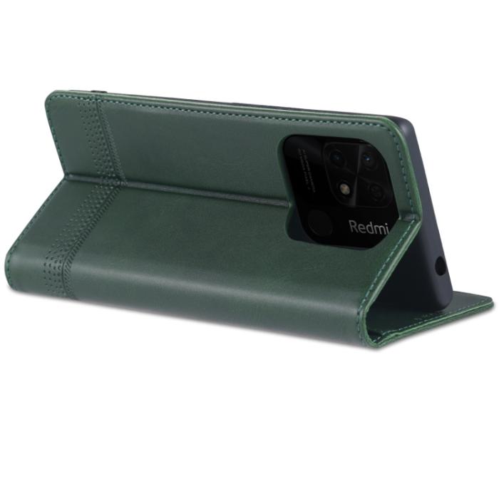 Bild 5, AZNS Xiaomi Redmi 10C Fodral Flip Läder Grön