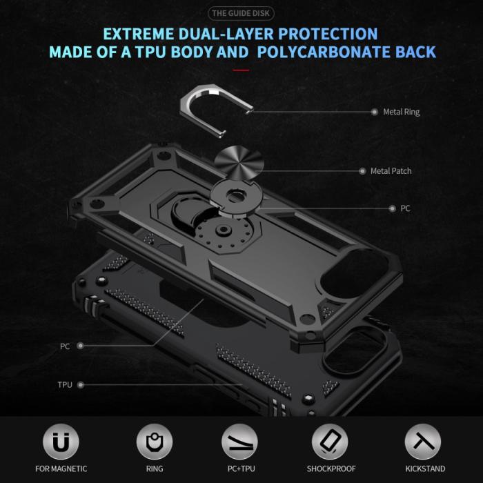 Bild 5, iPhone 17e / 16e Skal Shockproof Hybrid Ring Svart