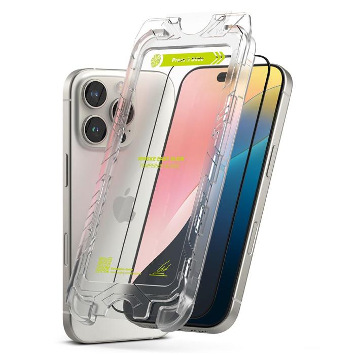 Bild 2, Ringke iPhone 16 Pro 2-PACK Skärmskydd Easy Slide Svart