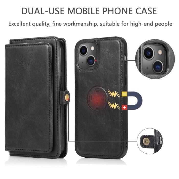 Bild 2, iPhone 14 2in1 Flerfack Magnet Fodral / Skal Svart
