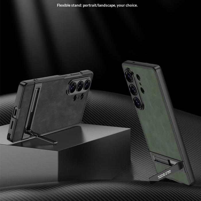 Bild 2, GKK Samsung Galaxy S26 Ultra Skal Kickstand Läder Grå