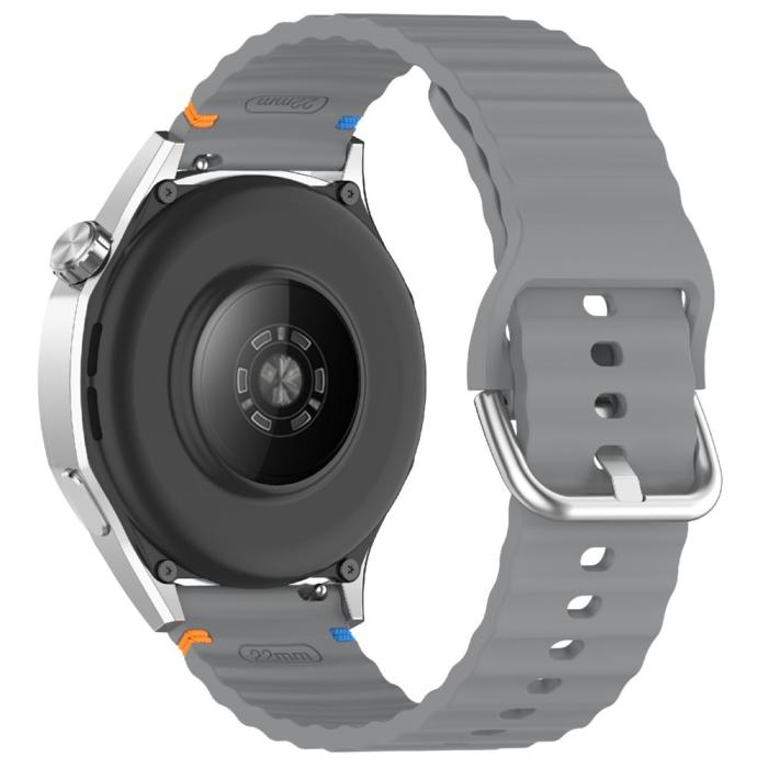 Bild 1, Klockarmband 22 mm Silikon Wave Design Mörk Grå