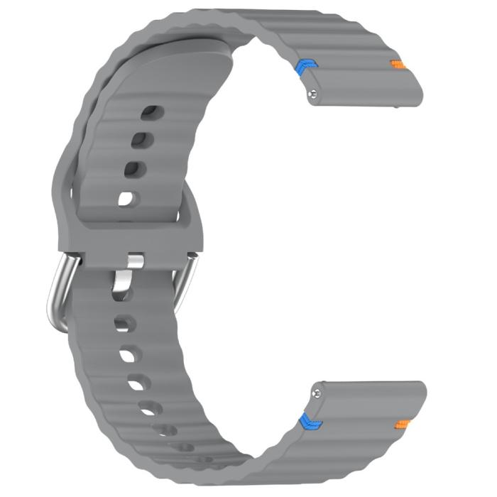 Bild 3, Klockarmband 22 mm Silikon Wave Design Mörk Grå