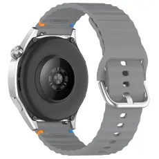 Klockarmband 22 mm Silikon Wave Design Mörk Grå