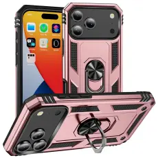 iPhone 17 Pro Max Skal Shockproof Hybrid Ring Ros&eacute;guld