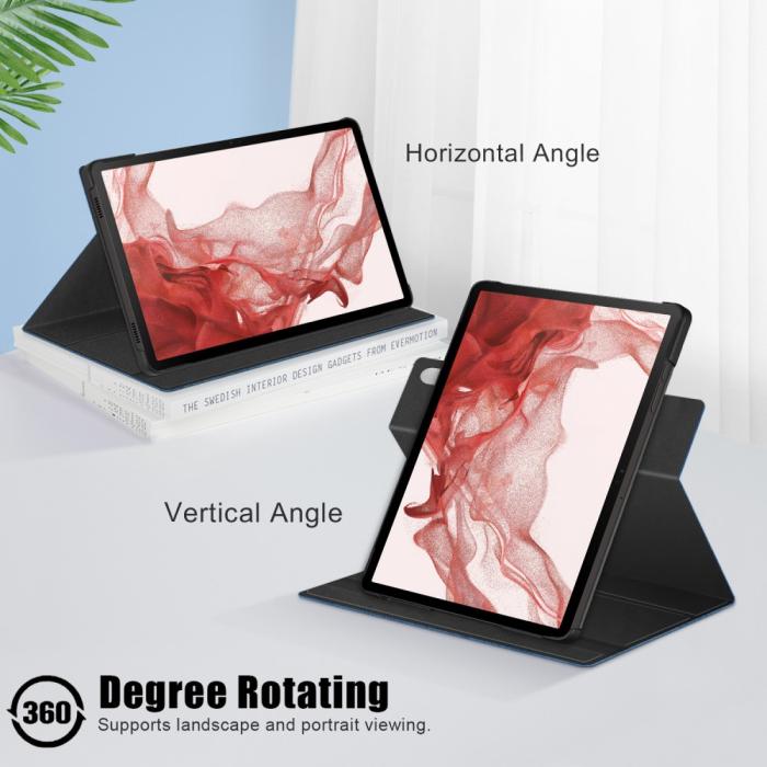 Bild 5, Galaxy Tab S9 Fodral Läder 360° Rotation Blå