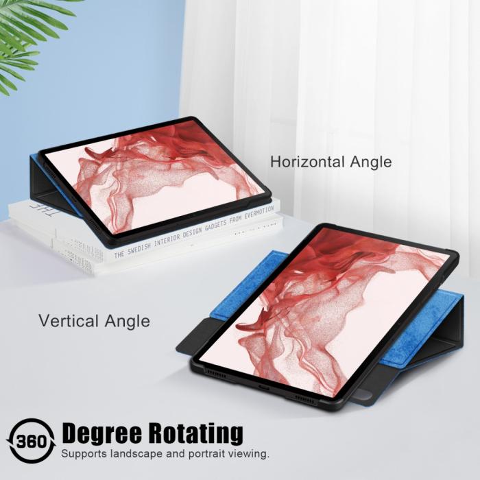 Bild 6, Galaxy Tab S9 Fodral Läder 360° Rotation Blå
