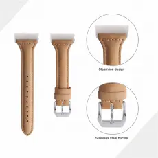 &Auml;kta L&auml;der Armband Fitbit Charge 4/3 Khaki