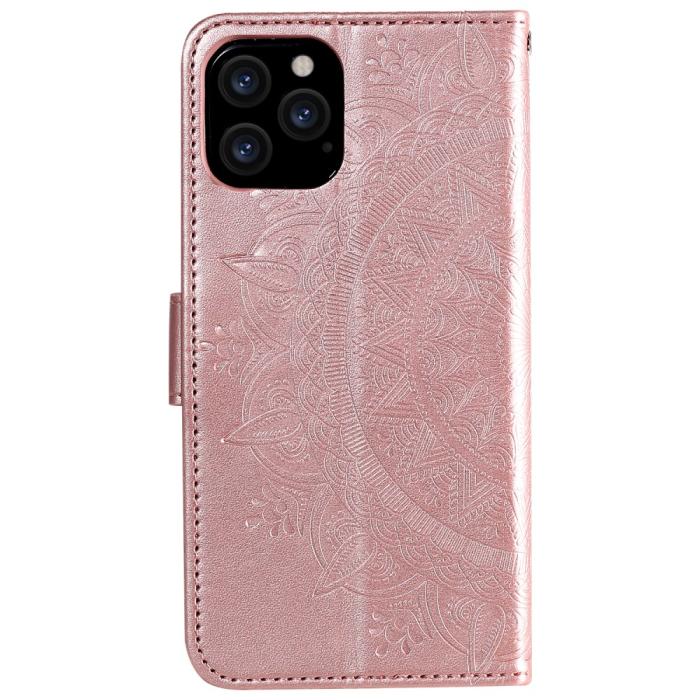 Bild 3, iPhone 12 Pro Max - Mandala Läder Fodral - Roséguld