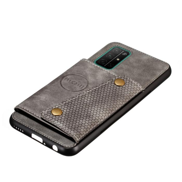 Bild 4, Samsung Galaxy A52 / A52s - Läder Skal Med Kortfack Och Magnet - Grå