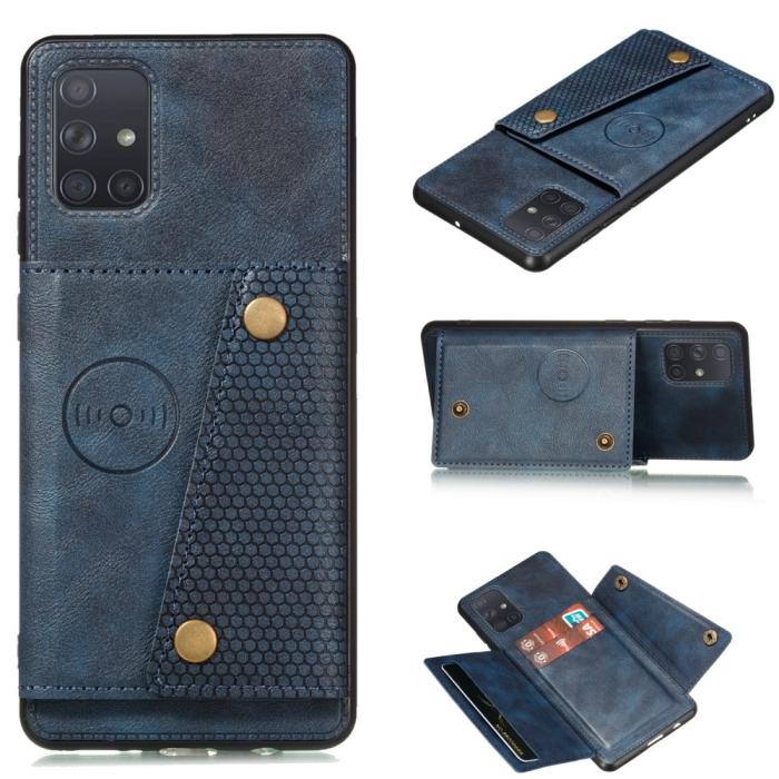 Bild 1, Samsung Galaxy A52 / A52s - Läder Skal Med Kortfack Och Magnet - Blå