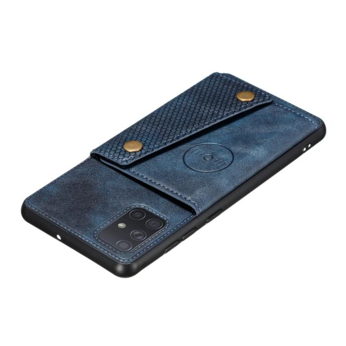 Bild 3, Samsung Galaxy A52 / A52s - Läder Skal Med Kortfack Och Magnet - Blå