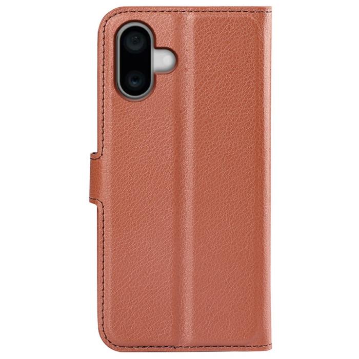 Bild 6, iPhone 16 Fodral Litchi Textur Läder Brun