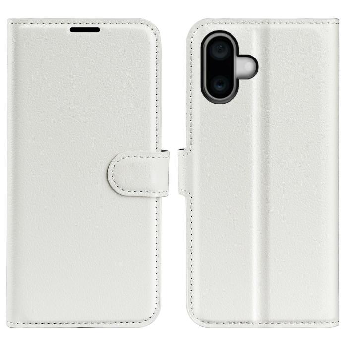 Bild 1, iPhone 16 Fodral Litchi Textur Läder Vit