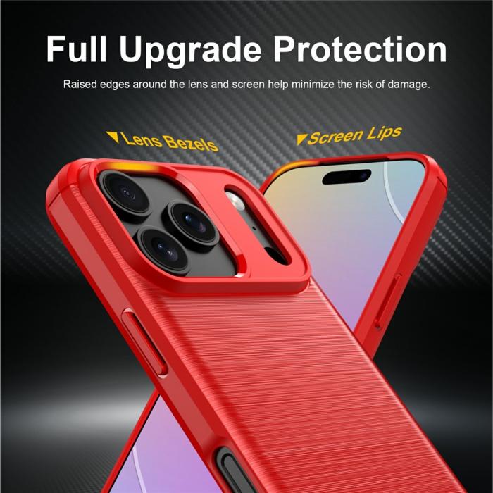 Bild 3, iPhone 18 Pro Max/17 Pro Max Skal Kolfiber Textur Röd