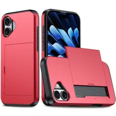 iPhone 16 Plus Skal Hybrid Med Kortfack R&ouml;d