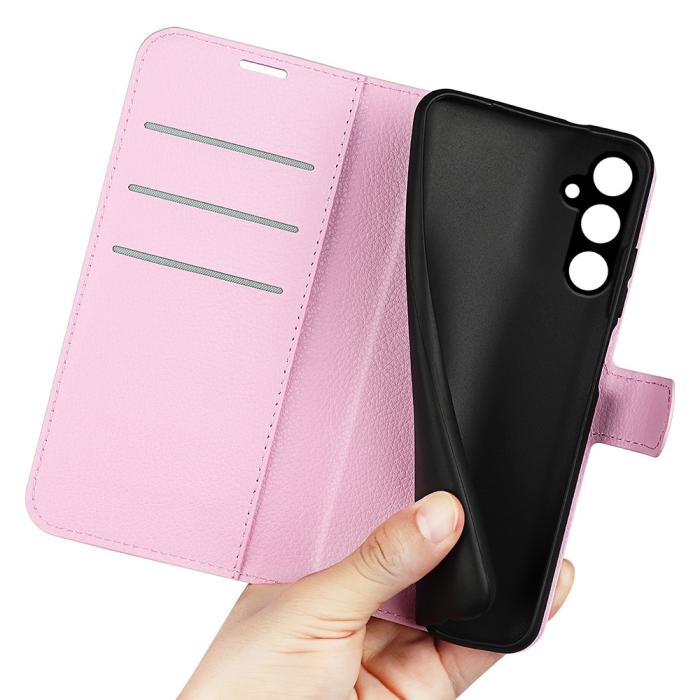 Bild 4, Samsung Galaxy A15 5G Fodral Litchi Läder Ljus Rosa