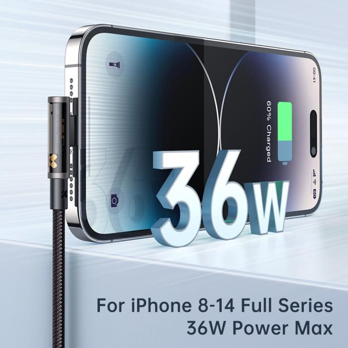 Bild 5, Mcdodo 1.2m 36W USB-C - Lightning Elbow Kabel Svart