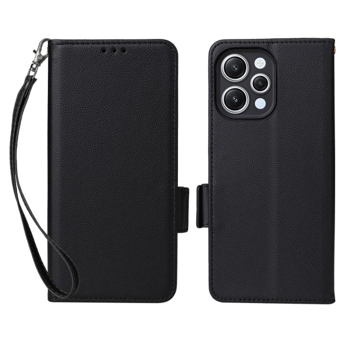 Bild 1, Xiaomi Redmi 12 5G/4G Fodral Litchi Läder Svart
