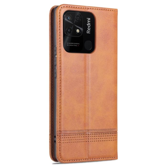Bild 3, AZNS Xiaomi Redmi 10C Fodral Flip Läder Brun