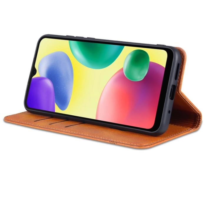 Bild 4, AZNS Xiaomi Redmi 10C Fodral Flip Läder Brun