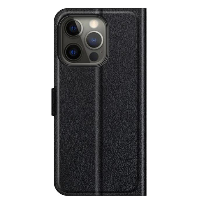 Bild 6, iPhone 13 Pro Fodral Litchi Läder Svart