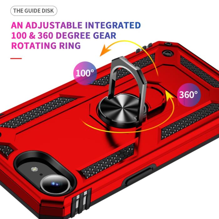 Bild 4, iPhone 17e / 16e Skal Shockproof Hybrid Ring Röd