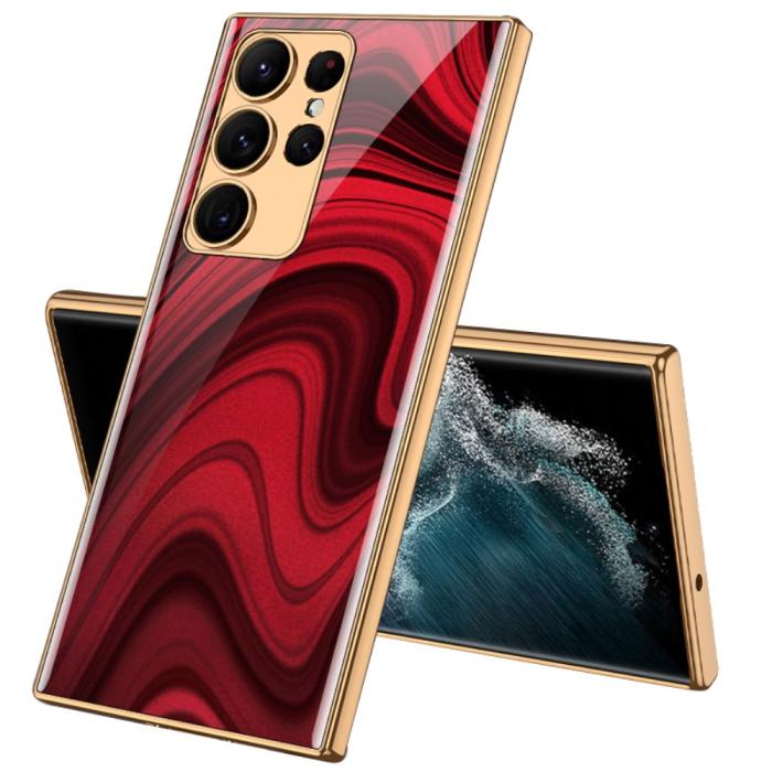 Bild 1, GKK Galaxy S24 Ultra Skal Härdat Glas Electroplate Peacock Red