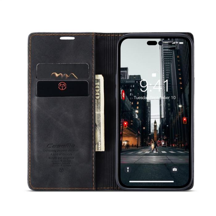 Bild 4, CASEME iPhone 14 Pro Fodral Retro Flip Svart