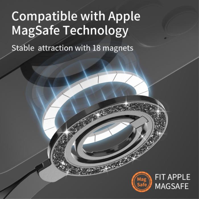 Bild 5, Magnetisk MagSafe Ring Hållare Glitter Silver