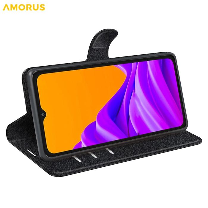 Bild 3, AMORUS Samsung Galaxy Xcover 7 Pro Fodral Litchi Läder Svart