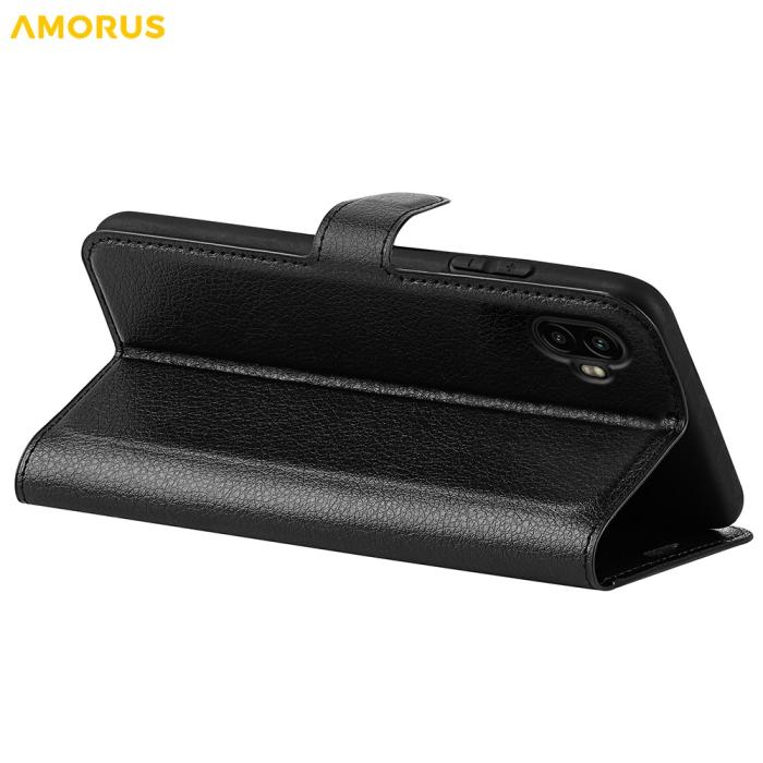 Bild 4, AMORUS Samsung Galaxy Xcover 7 Pro Fodral Litchi Läder Svart