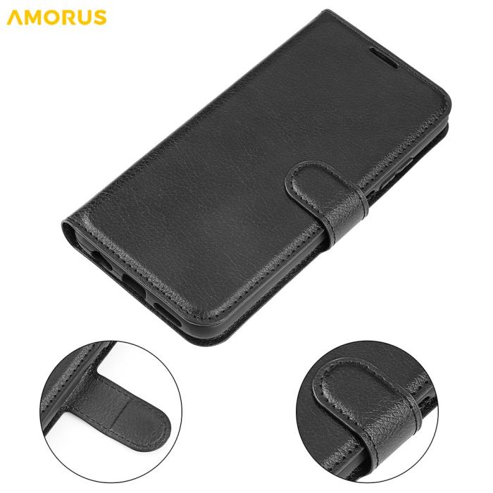 Bild 6, AMORUS Samsung Galaxy Xcover 7 Pro Fodral Litchi Läder Svart