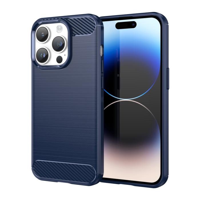 Bild 1, iPhone 15 Pro Max Skal Borstad Stål Textur Blå