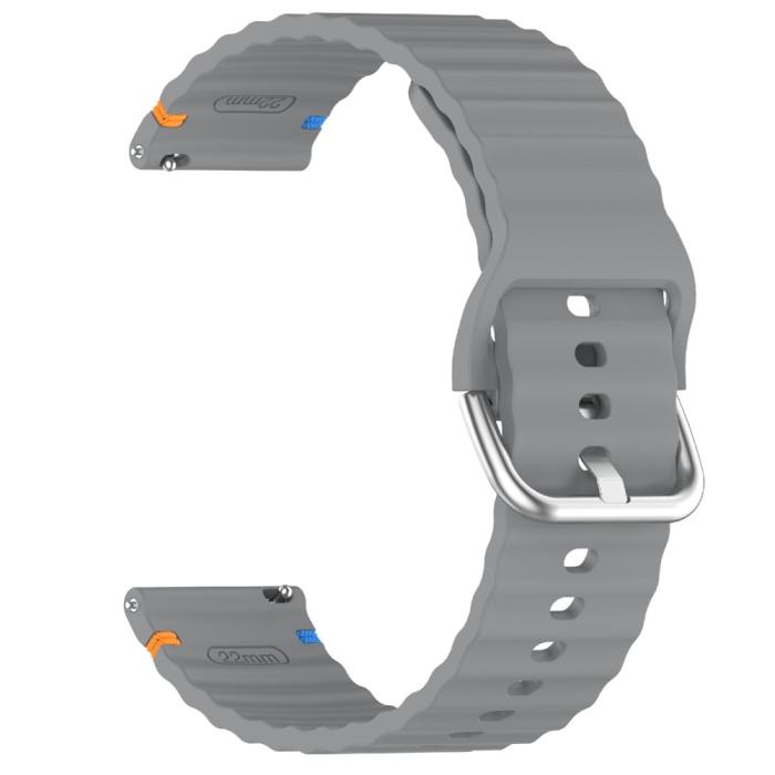 Bild 4, Klockarmband 22 mm Silikon Wave Design Mörk Grå