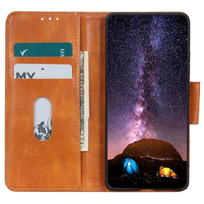 Bild 2, Samsung Galaxy S23 Ultra Fodral Crazy Horse Split Läder Brun