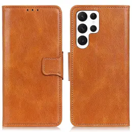 Samsung Galaxy S23 Ultra Fodral Crazy Horse Split Läder Brun