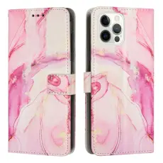 iPhone 15 Pro Fodral Marmor L&auml;der Ros&eacute;guld