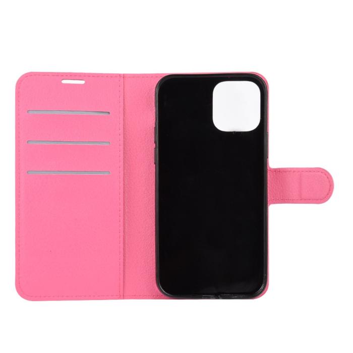 Bild 4, iPhone 12 Pro Max - Litchi Fodral - Rosa