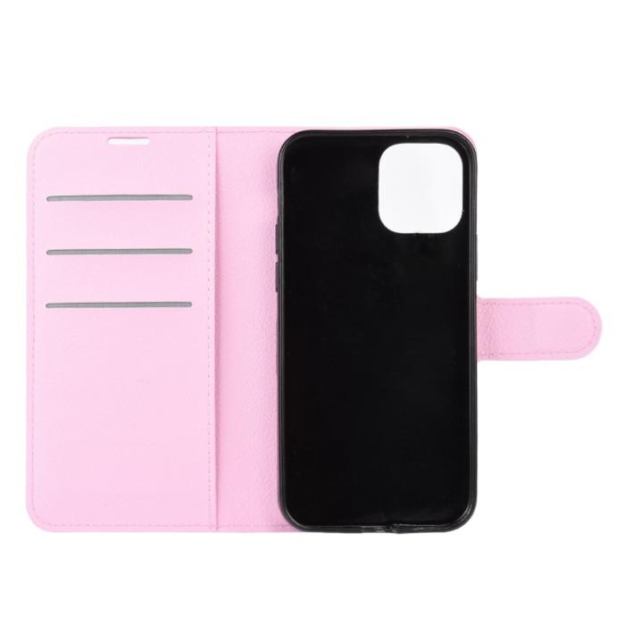 Bild 4, iPhone 12 Pro Max - Litchi Fodral - Ljus Rosa
