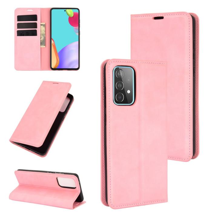 Bild 1, Samsung Galaxy A52 / A52s - Silkeslent Läder Fodral - Rosa