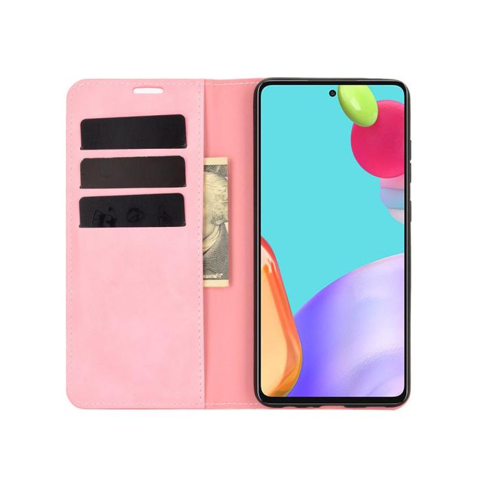Bild 4, Samsung Galaxy A52 / A52s - Silkeslent Läder Fodral - Rosa