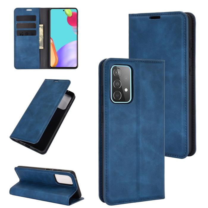 Bild 1, Samsung Galaxy A52 / A52s - Silkeslent Läder Fodral - Blå