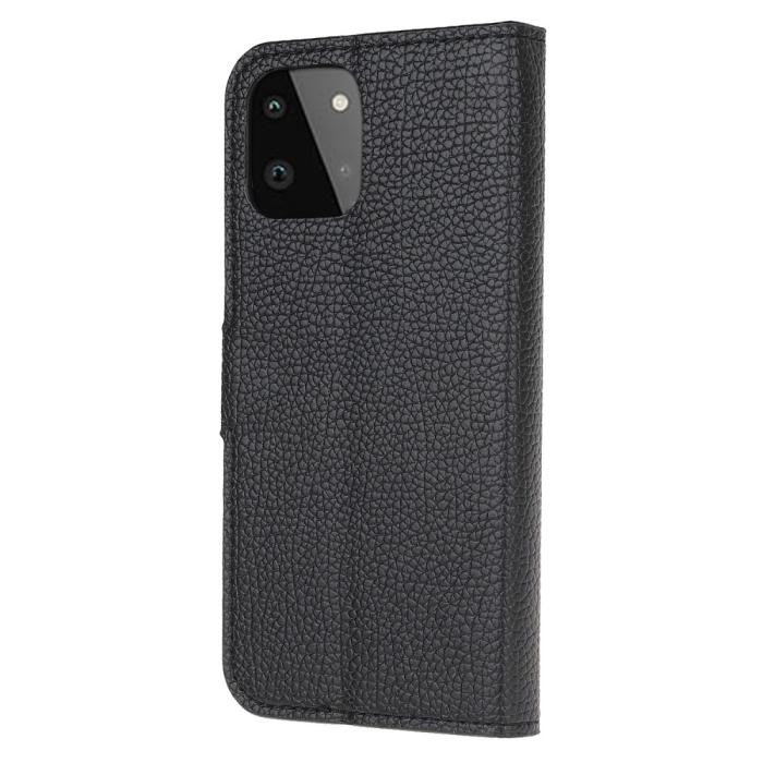 Bild 3, Samsung Galaxy A22 5G - Litchi Läder Fodral - Svart