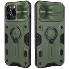iPhone 13 Pro Max - NILLKIN CamShield Armor Hybrid Ring Skal - Grön